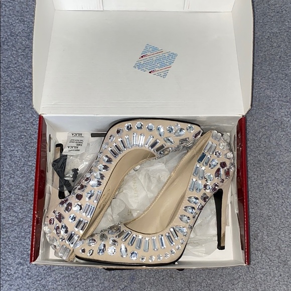 Liliana Rhinestone Nude Pointed Toe Pumps - Picture 4 of 5